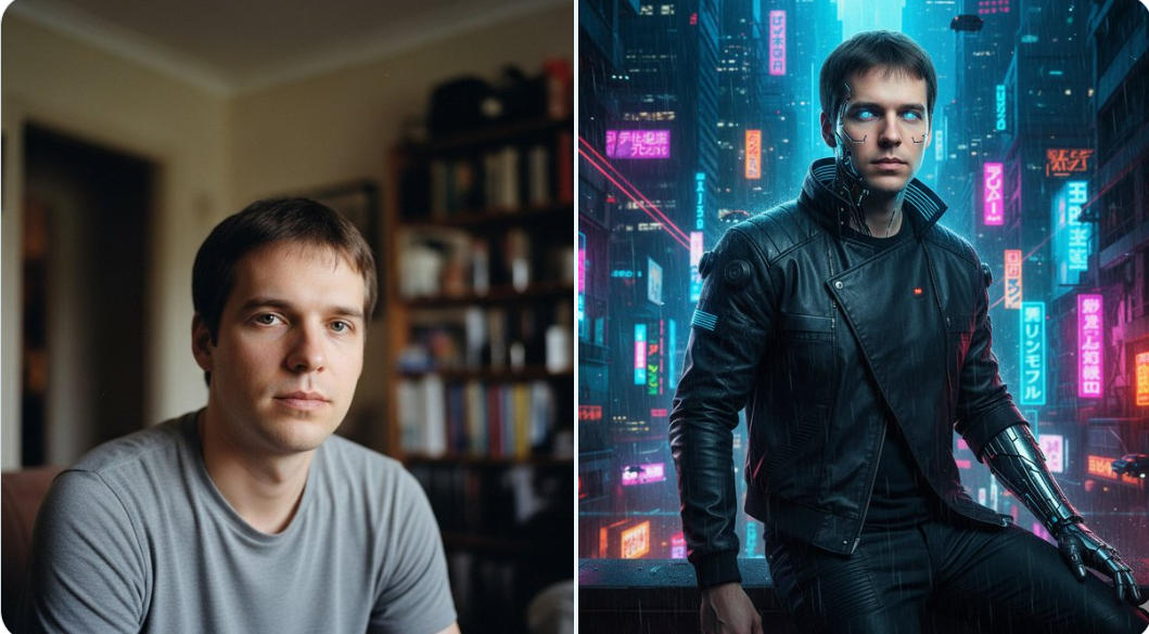 Cyberpunk-themed portrait