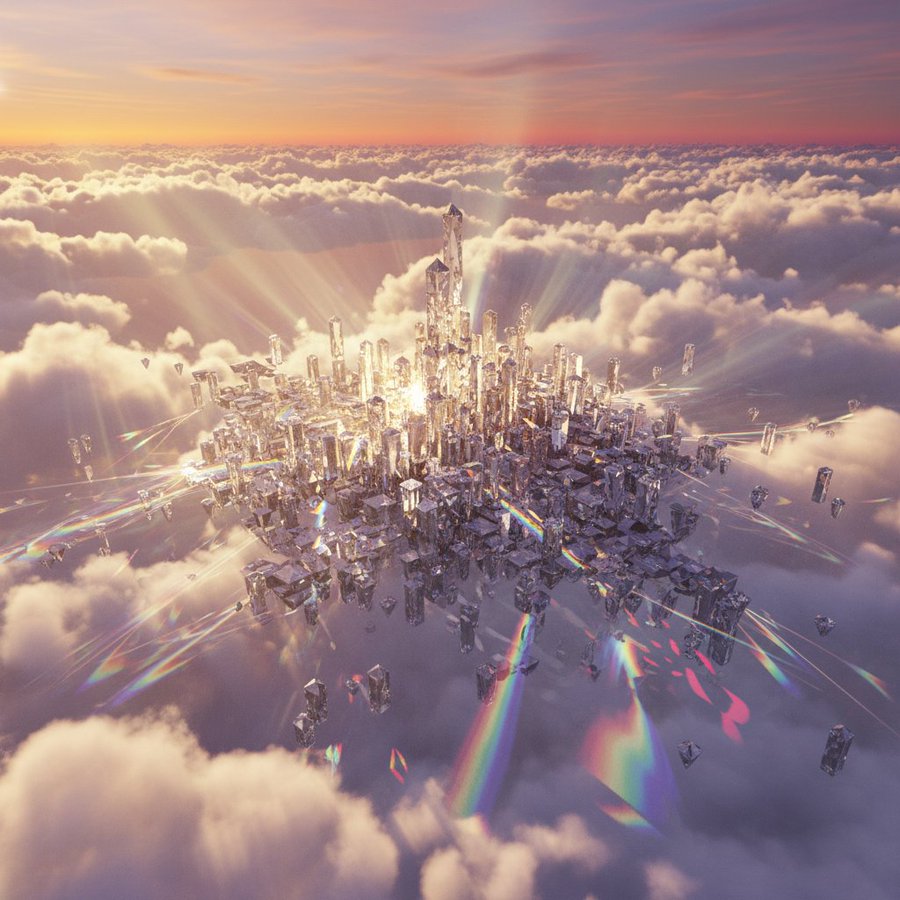 Floating city made of diamonds